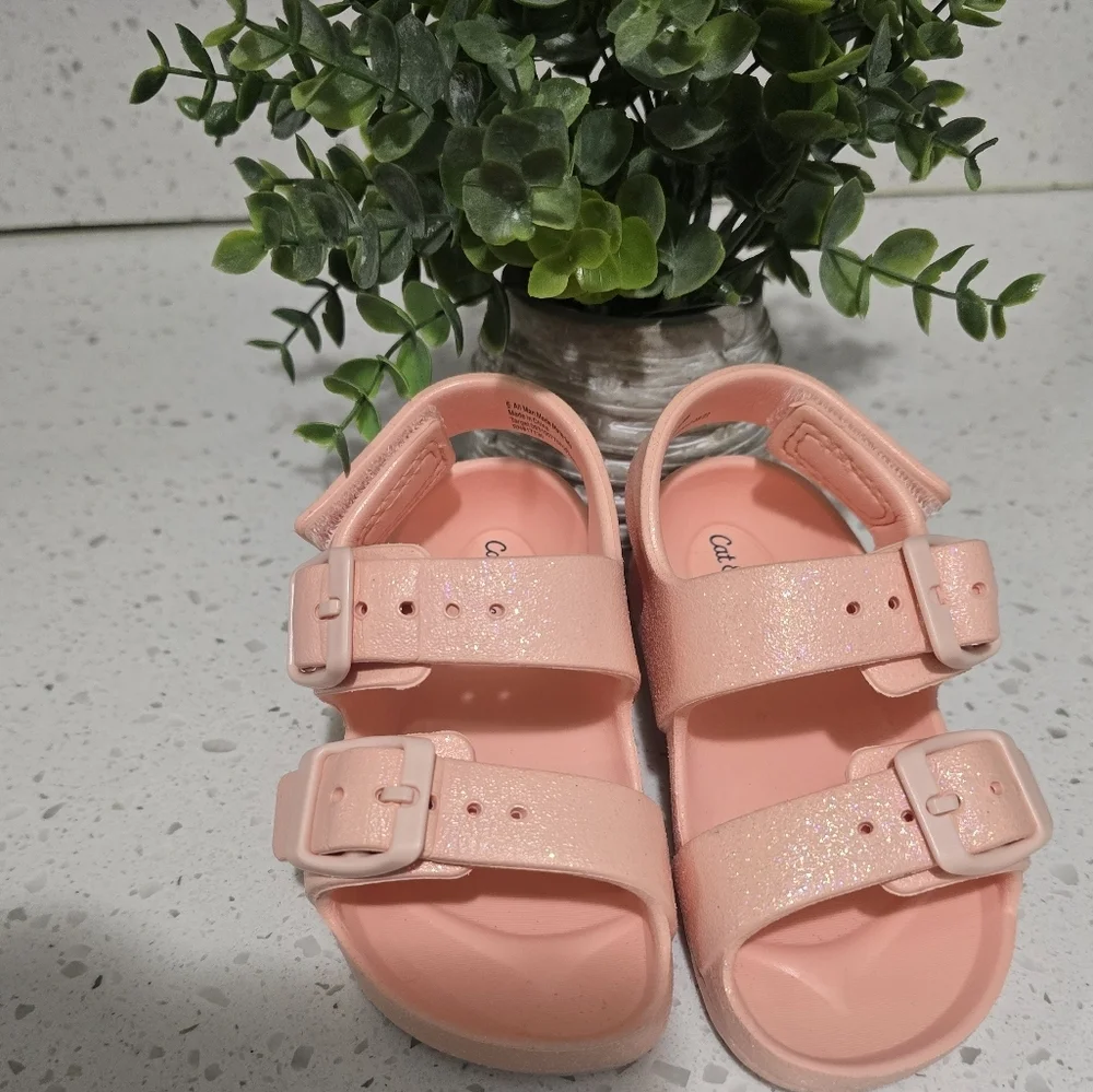 Cat & Jack Peach Glitter Kids Sandals